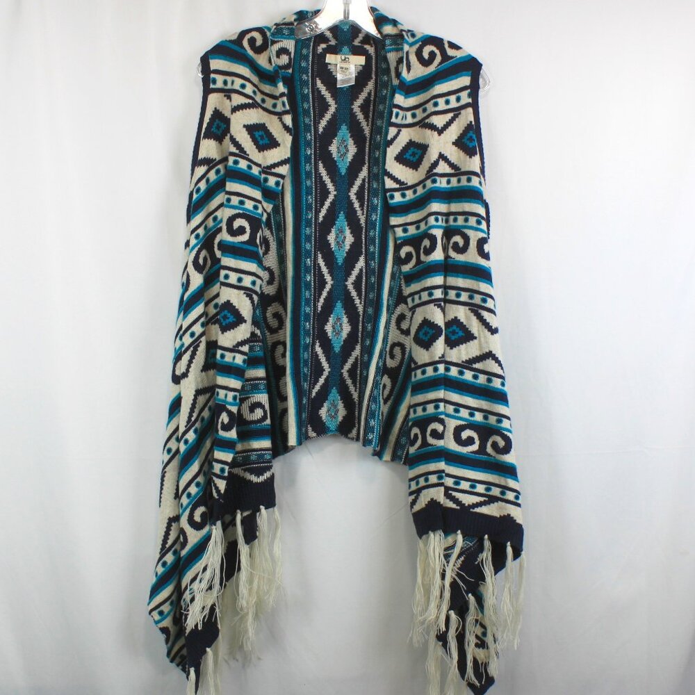 Ya Los Angeles OS Blue Patterned Knit Open Front Vest